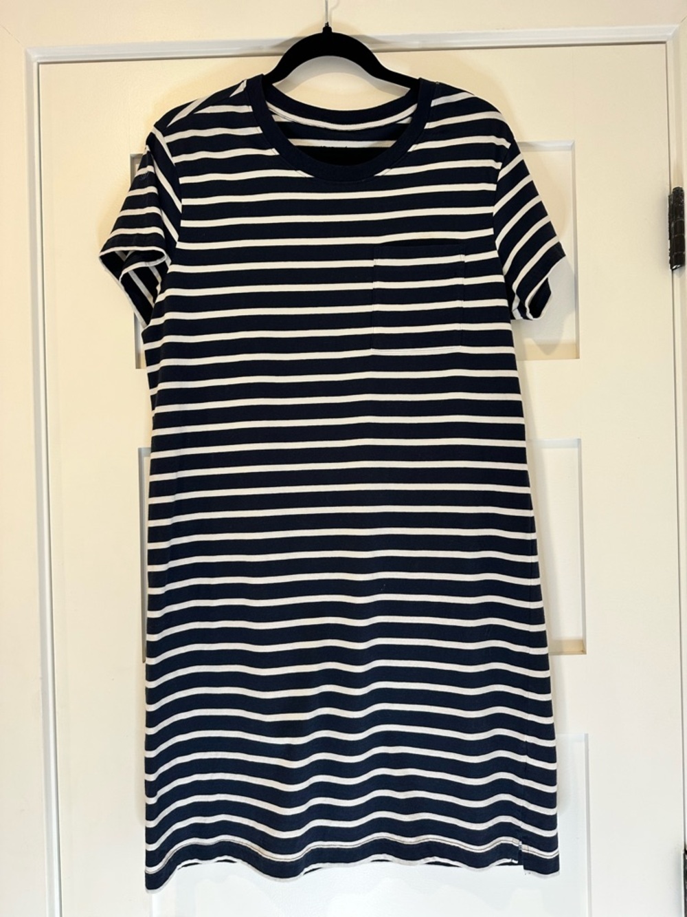 Pact Navy and White Striped Tee Dress